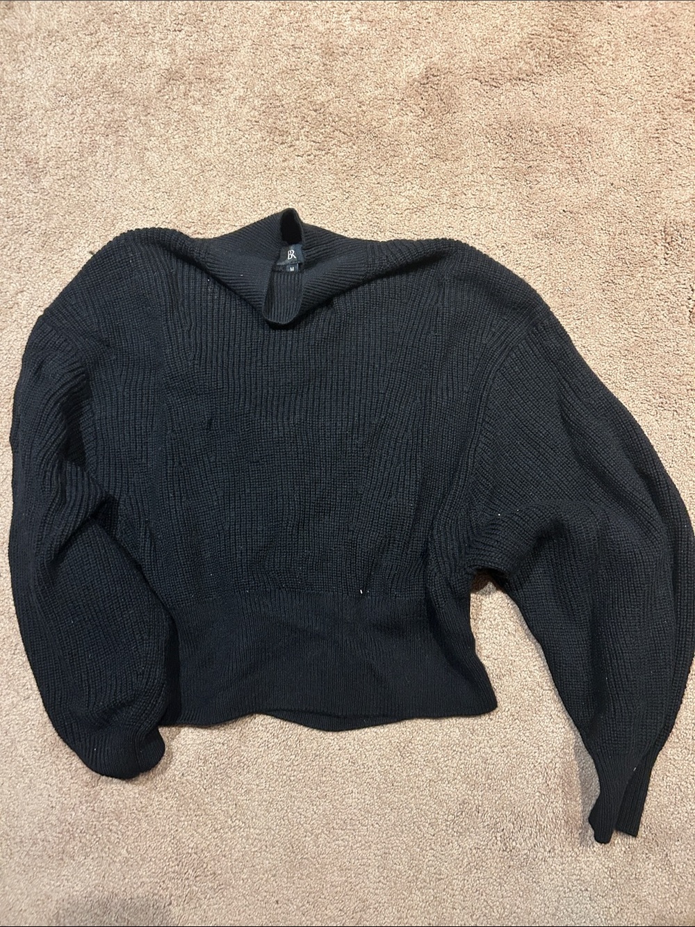 Banana Republic Black Ribbed Funnel-Neck Sweater